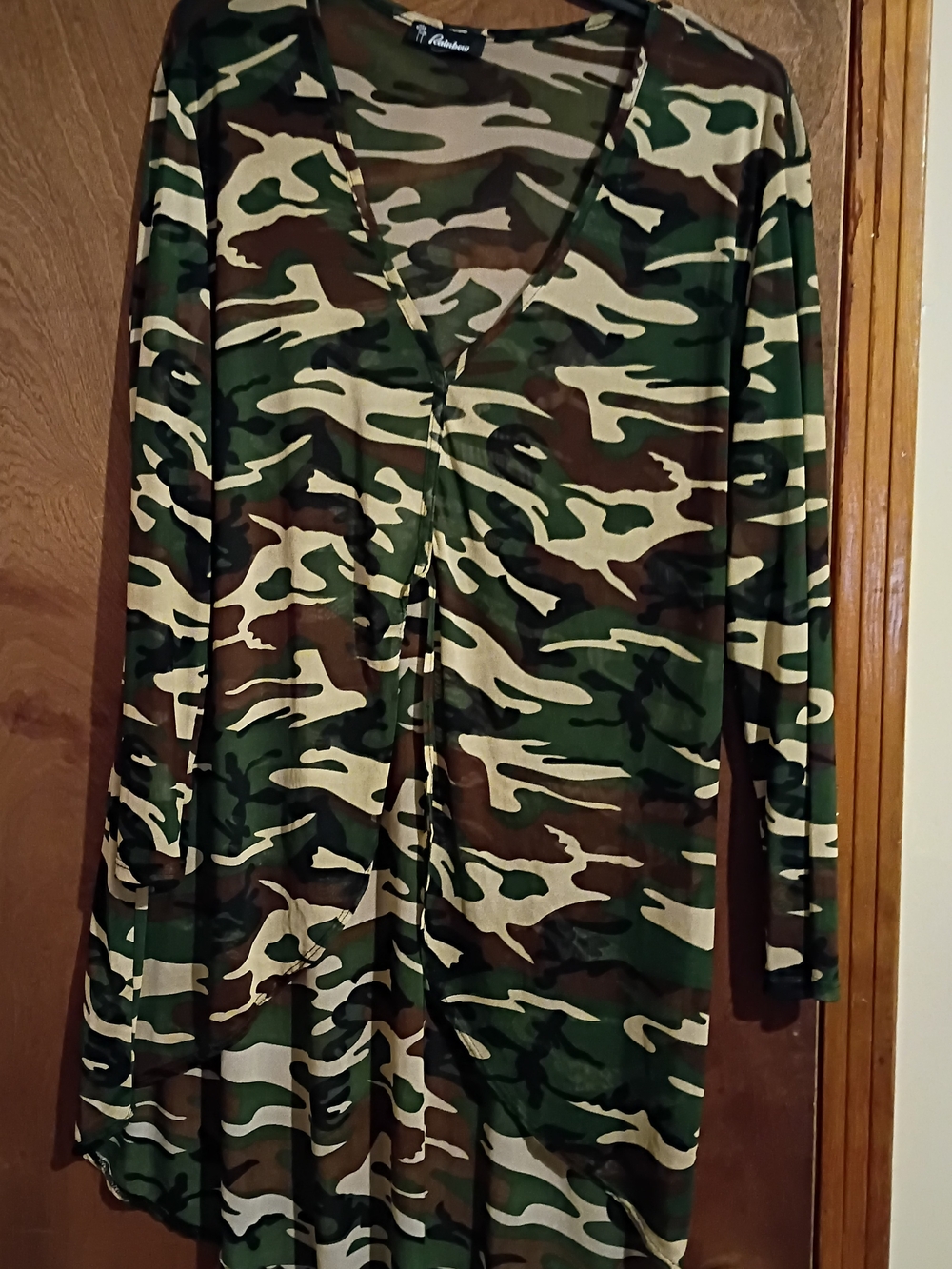 Rainbow Green Brown Cream Camo Dress
